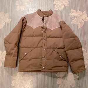 Vintage ‘70s down coat with suede brown small